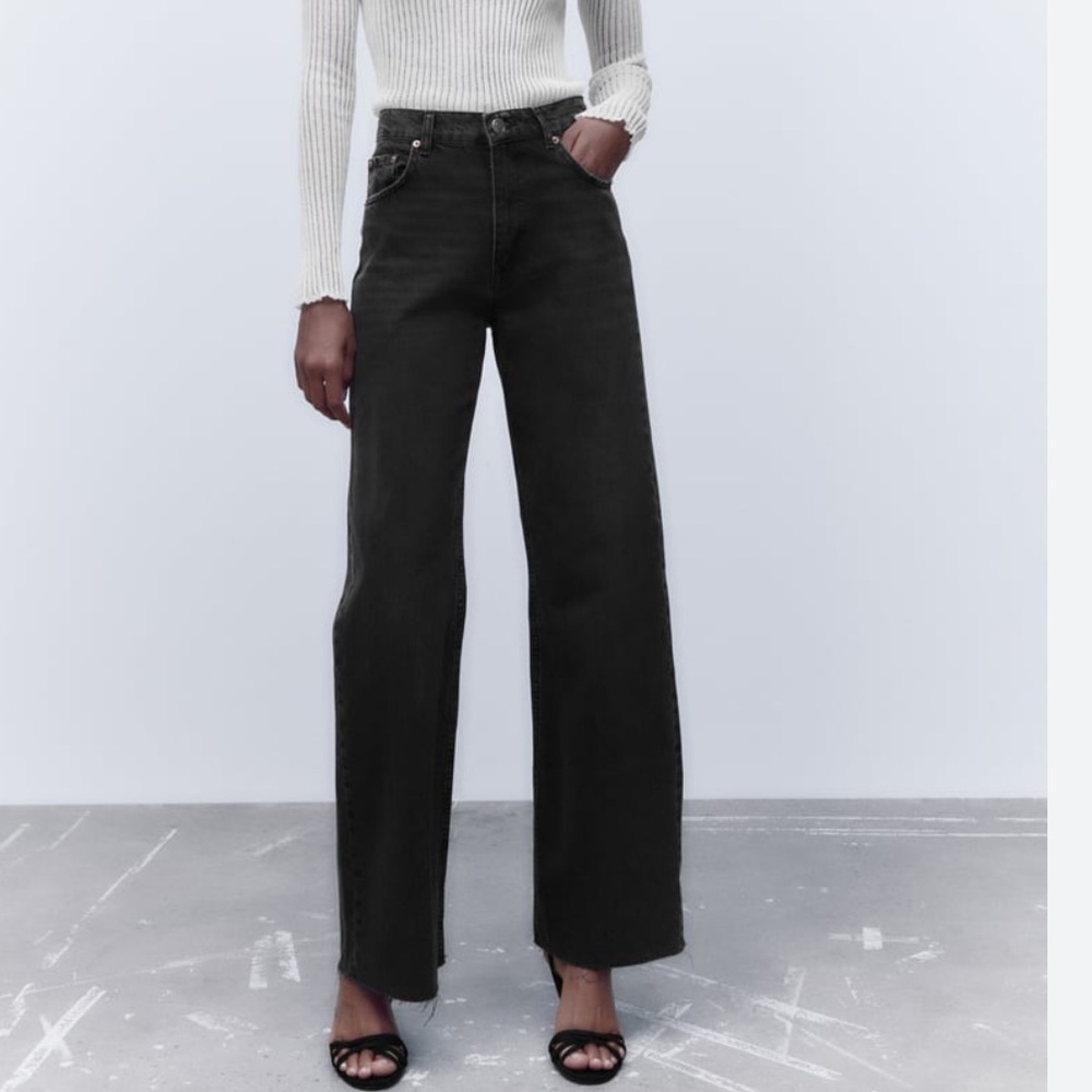 zara black 90s full length jean